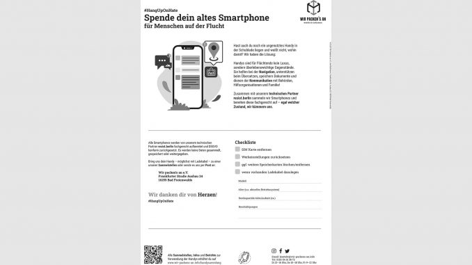 Handy spenden und Leben retten: „Wir packen’s an“ sammelt alte Smartphones für Flüchtende